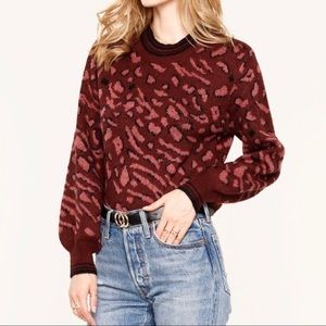 {Anthro} Heartloom Mabel Leopard Print Sweater